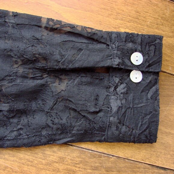 Addition Elle Black Lace Tunic Blouse Button Front Tie Waist Open Lace Size 16 - Picture 8 of 9